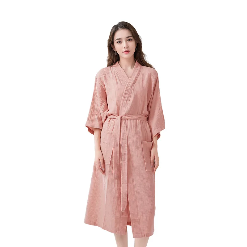 Solid-color Lightweight  Casual Unisex Loose-fit Short-sleeve Home Loungewear Robe with Quick-drying Class A Oversized Bathrobe