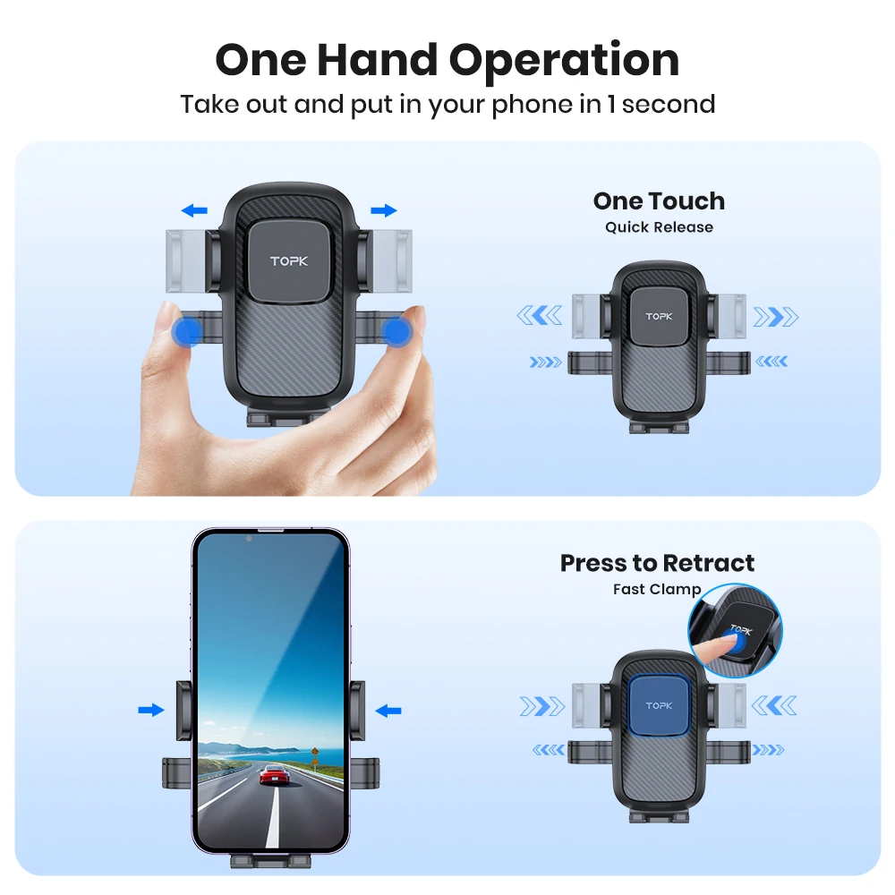 TOPK Universelle Auto-Handyhalterung mit Saugnapf, Ständer und Halterung für Armaturenbrett und Windschutzscheibe, iPhone, Samsung, Xiaomi, Mobiltelefon – Detail 5