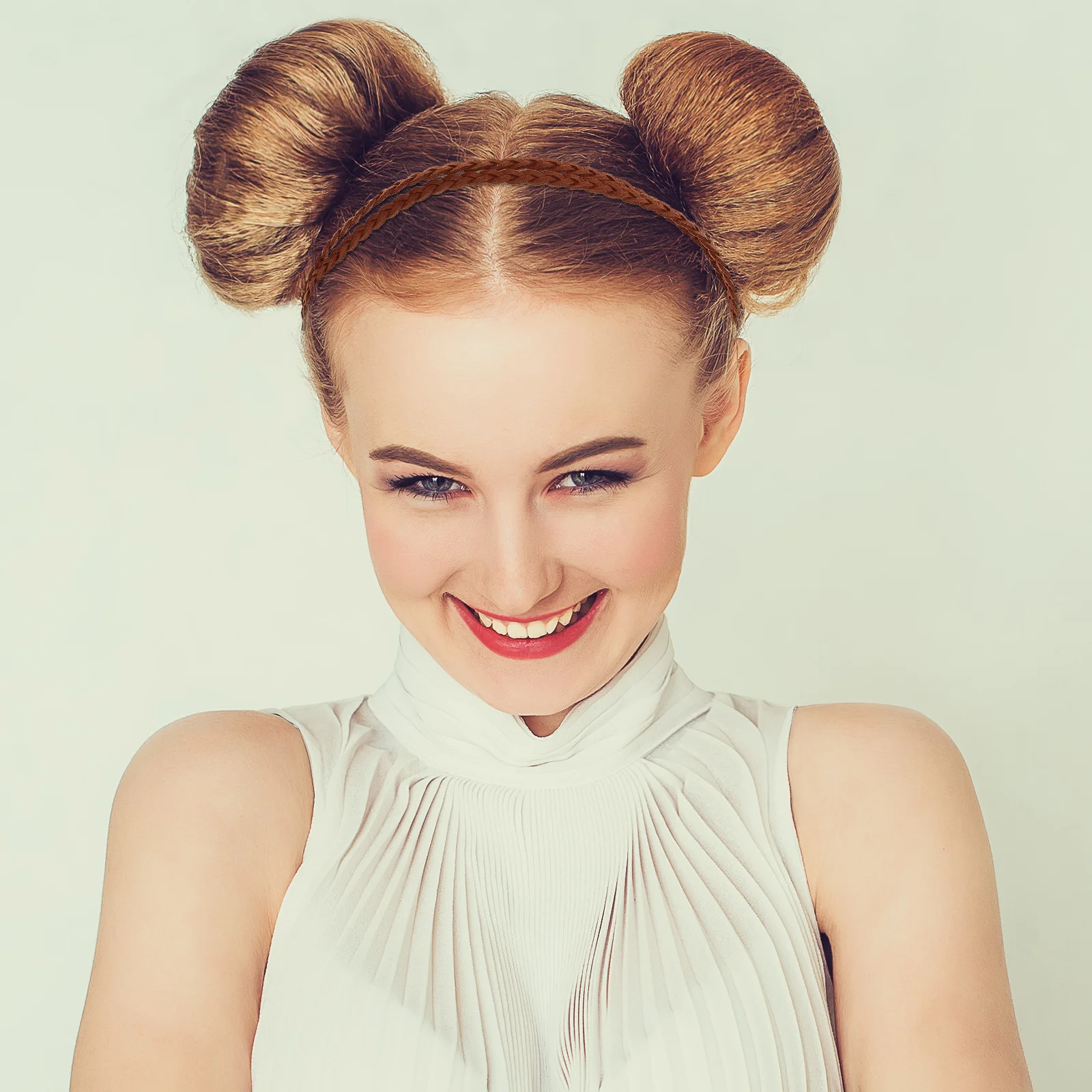 عصابة رأس مضفرة أنيقة بلون الحلوى وحزام قابل للتعديل ومريحة مناسبة للمناسبات الخاصة وعصابة شعر تجديل للاستخدام اليومي