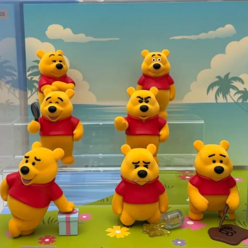 

Winnie The Pooh Funny Faces Series Blind Box Cute Winnie Bear Anime Figure Mystery Box Surprise Bag Flocking Doll Girl Toys Gift