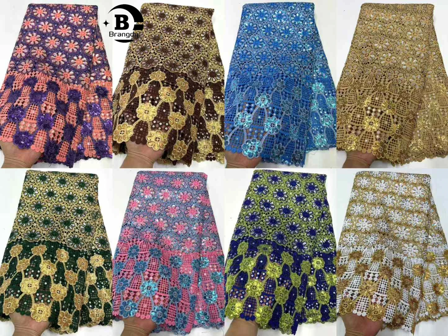 Brangdy Swiss Voile Lace African Lace Fabric 2025 Wysokiej jakości haft Nigeryjska sucha koronkowa tkanina dla kobiet Suknia ślubna