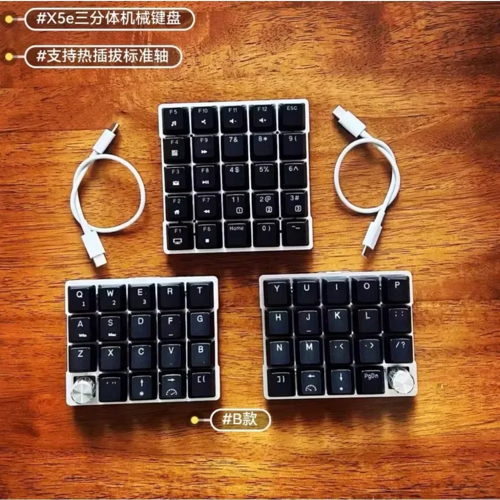 X5e Keyboard Split Kustom Hot Swap Kabel Mode Tunggal Keyboard Inline Ortogonal RGB QMK Tanduk Trisomi Aksesori Keyboard Gamer