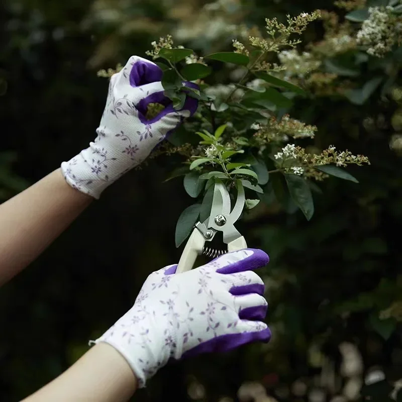 Guantes de jardín de talla única para mujer, guantes de trabajo de látex de espuma transpirable, para jardinería, paisaje, bricolaje, 100% goma pura