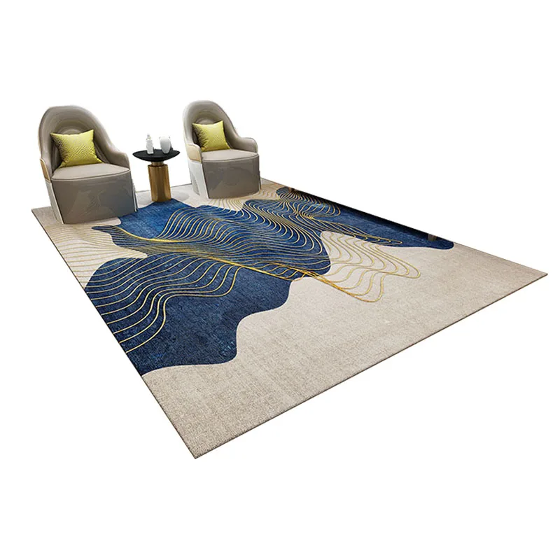 Modern Abstract Carpets luxury area rug Golden Line Pattern Printed Carpet Sofa Bedside Rectangular 3D Carpet Living Room Rugs