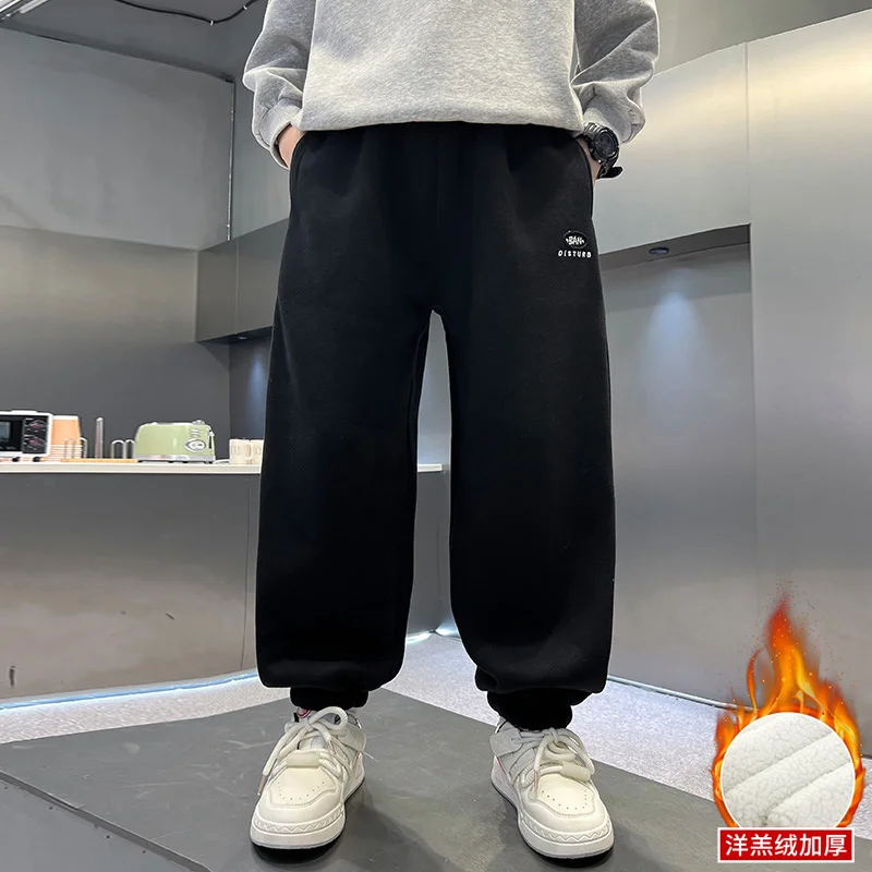 

Boy's Autumn and Winter Thickened High-quality New Style Handsome Pants with Fluffy Lining 2025.4-15year
