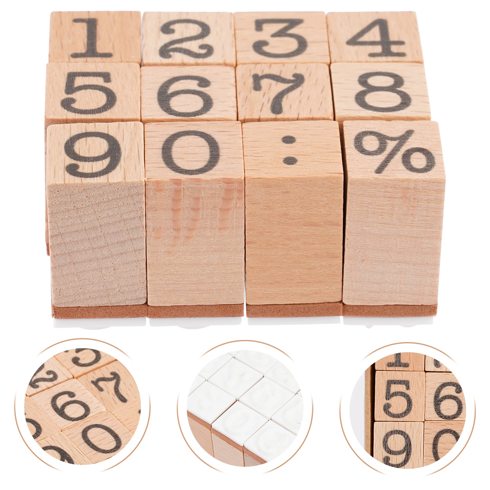 

1 Set Wood Number Design Journal Scrapbook Diy Decorative Crafting Rubber Accessories Retro Woodworking Tools For