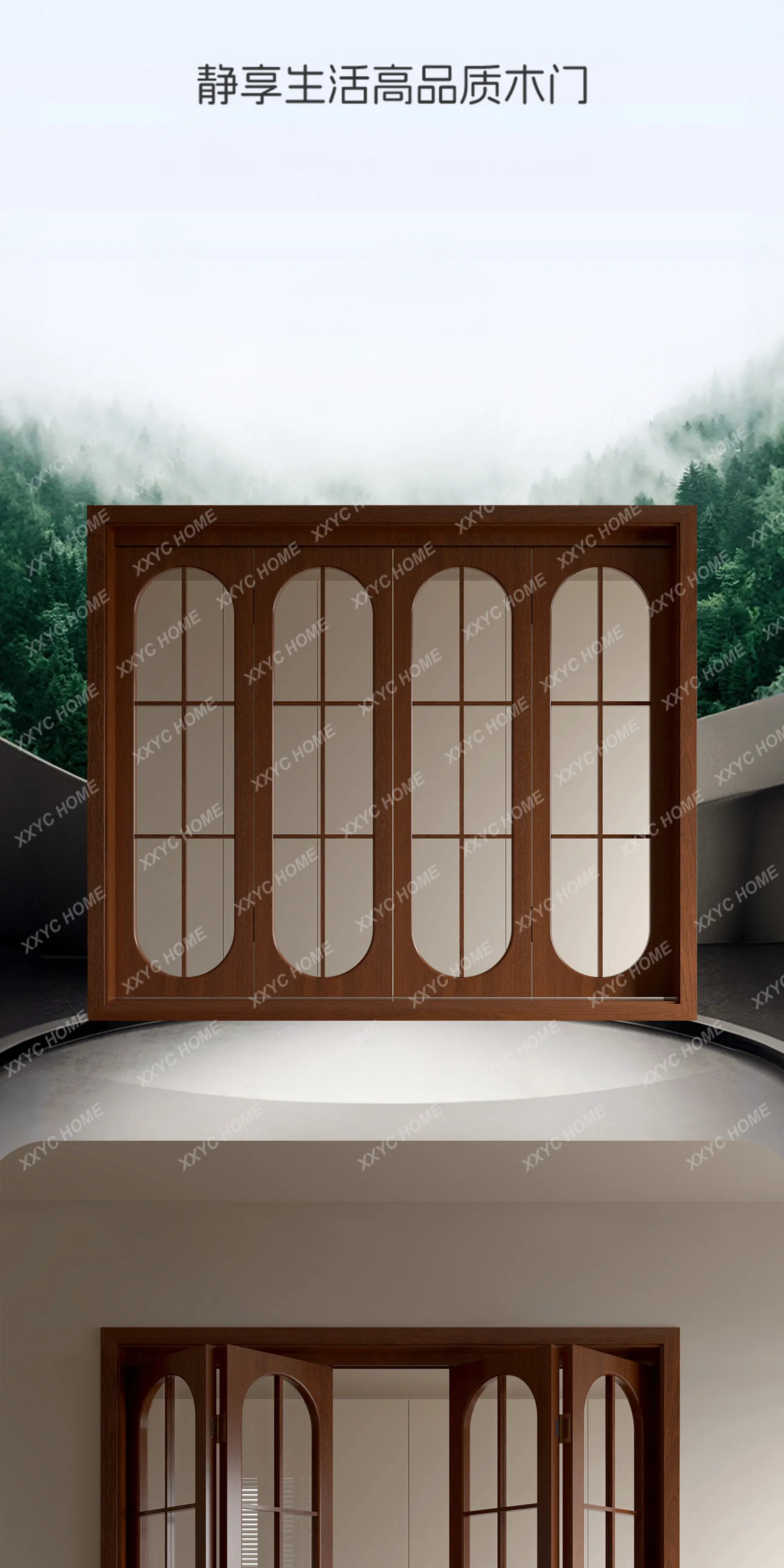 H134 solid wood paint four folding windows log kitchen glass window customization