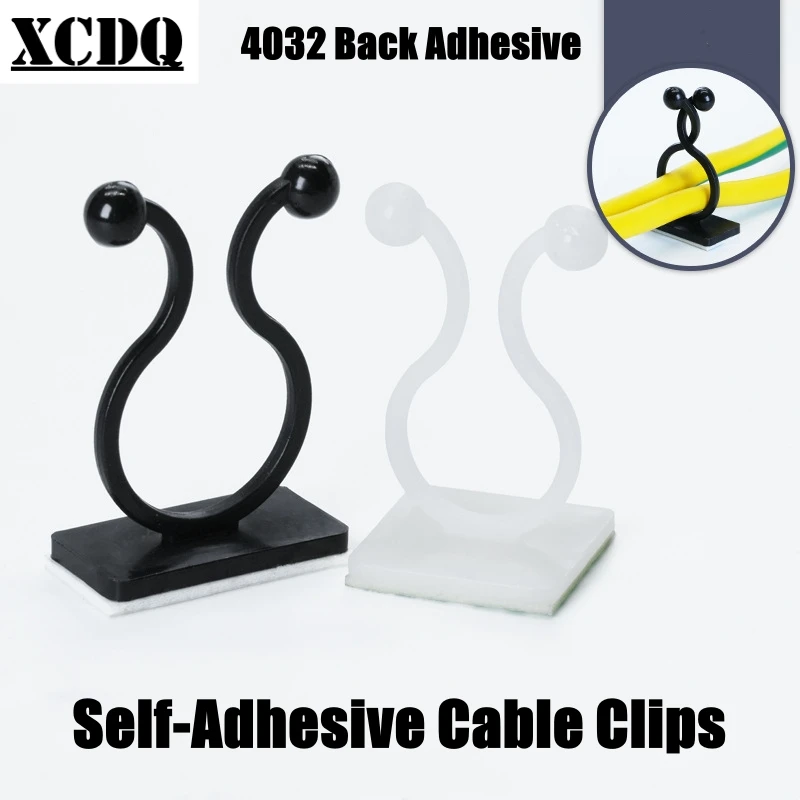 50pcs Twisted Self-Adhesive Cable Clips 3M 4032 Back Double-Sided Glue Desk Fixed Seat Electric Wire Clamp Harness Manager