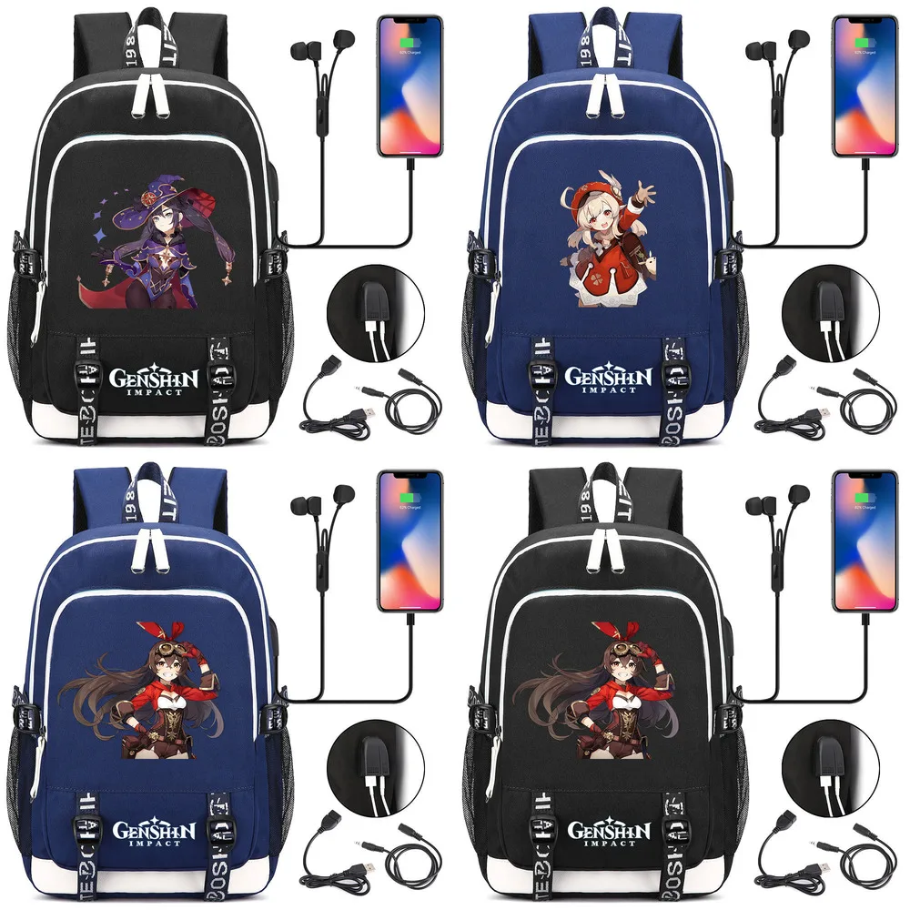 

Game Genshin Impact Backpack Mochila Teenager USB Laptop Backpacks Women Men Rucksack Travel Bag Students School Book Bags