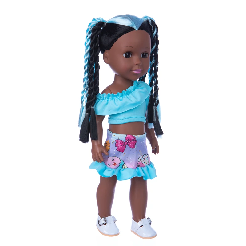 Nouveau 14 pouces Reborn bébé poupée silicone bleu tresse marée bébé 35 Cm cheveux raides peau noire fille américaine habiller poupée jouet