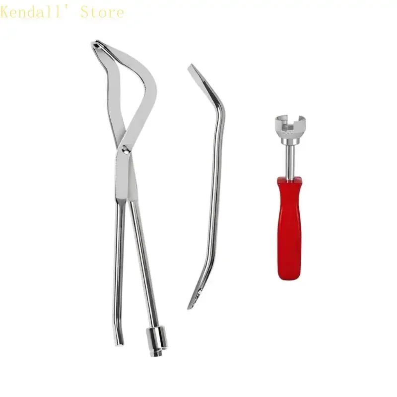 Brake Adjustment Tool Set Steel 3 Piece Drum Brake with Spring Pliers Spoon and Spring Tool for Repair Tasks