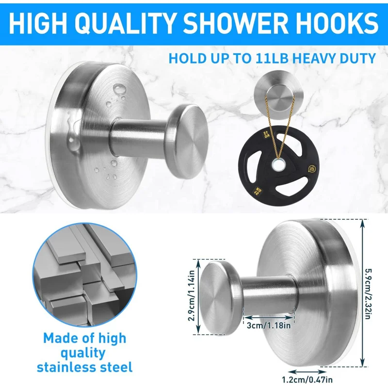 2-zuignaphaken douche, prachtig metaal en zonder boor badkamermuur, keuken