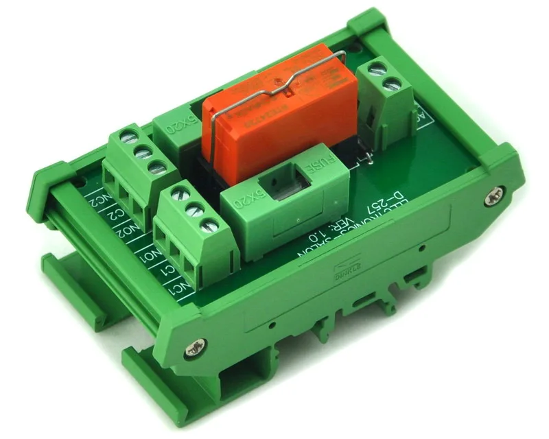 ELECTRONICS-SALON DIN Rail Mount 230VAC Control DPDT 8Amp Power Relay Fused Interface Module Board, RTE24730 AC230V.