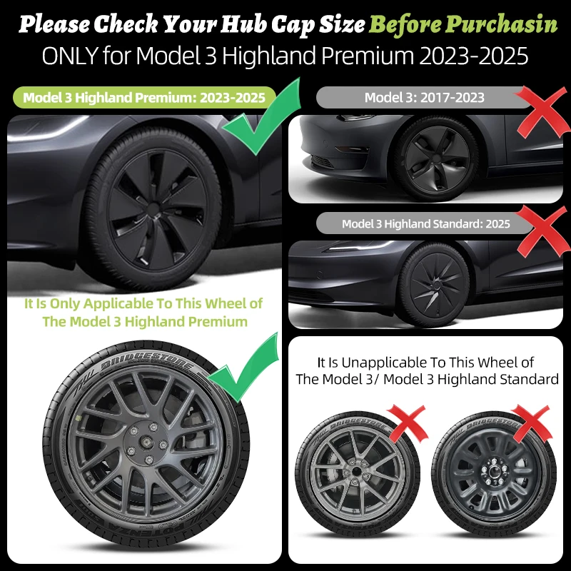 4PCS HubCaps New Model 3 Highland 2023-2025 18Inch Sporty Wheel Cap Full Rim Cover For Tesla Replacement Automobile Accessories
