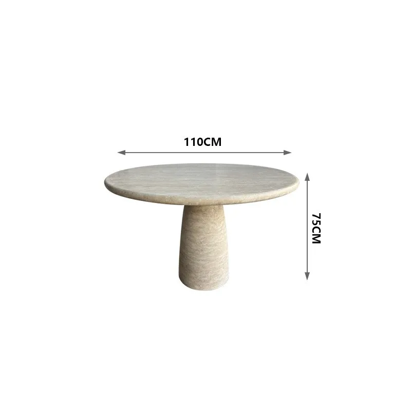 Natural marble ultra-white hole round dining table designer Internet celebrity light luxury retro wabi-sabi style table