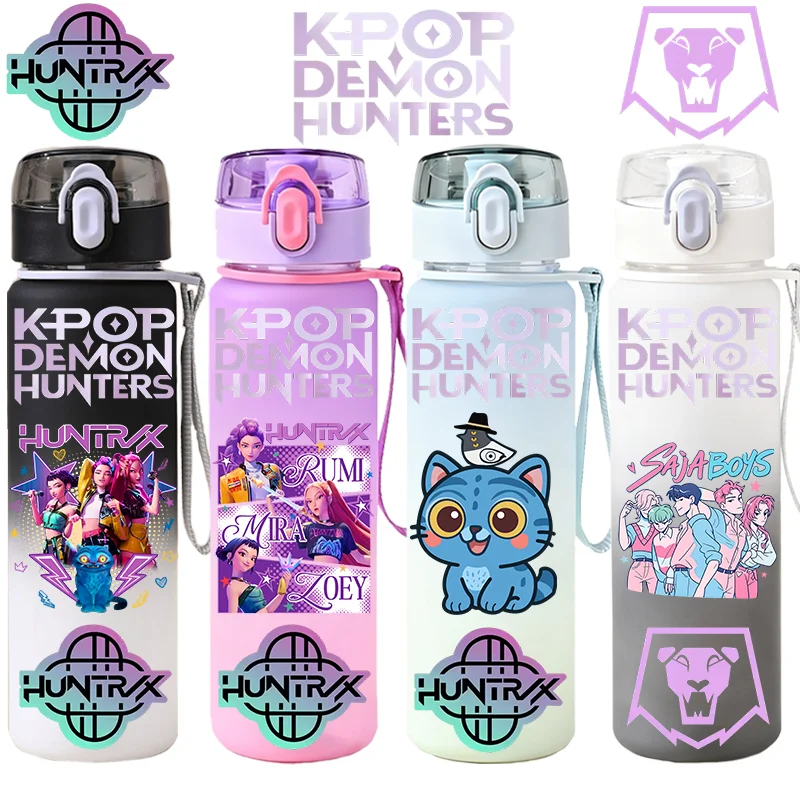 

550ML K-Pop Demon Hunters Gradient Plastic WaterCup Rumi Mira Zoey Jinu HUNTR X Celine K Pop Huntrix Gourde Kpop Drinking Bottle