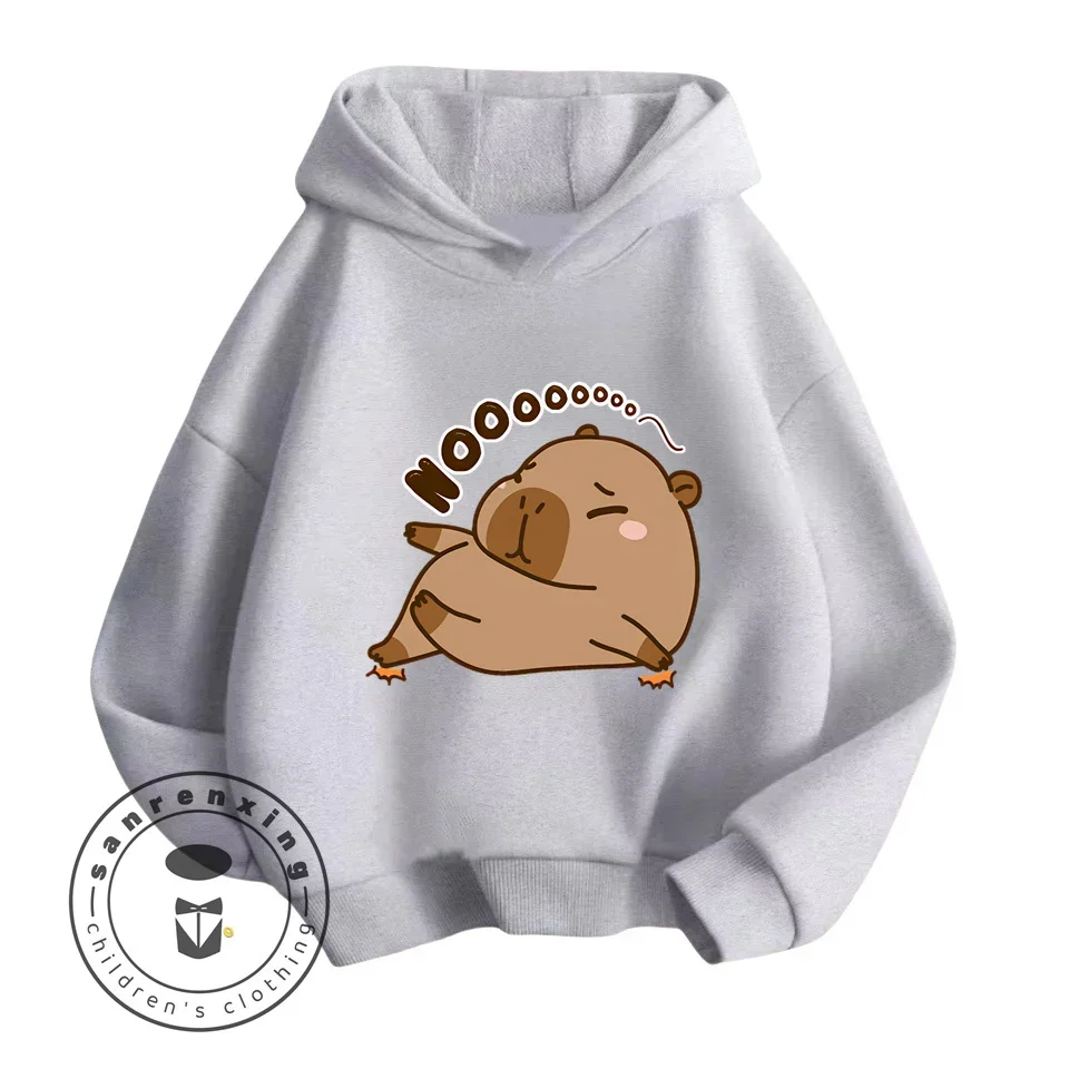 Super Cute Long Sleeve Garments with Capybara Cartoon Characters Design Ideal Children Boys Girls Spring and Autumn Hoodie