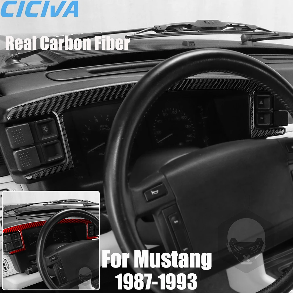 

Автомобильные аксессуары из настоящего углеродного волокна, крышка спидометра, мягкая наклейка для Ford Mustang Fox-Body 1987 1988 1989 1990 1991 1992 1993