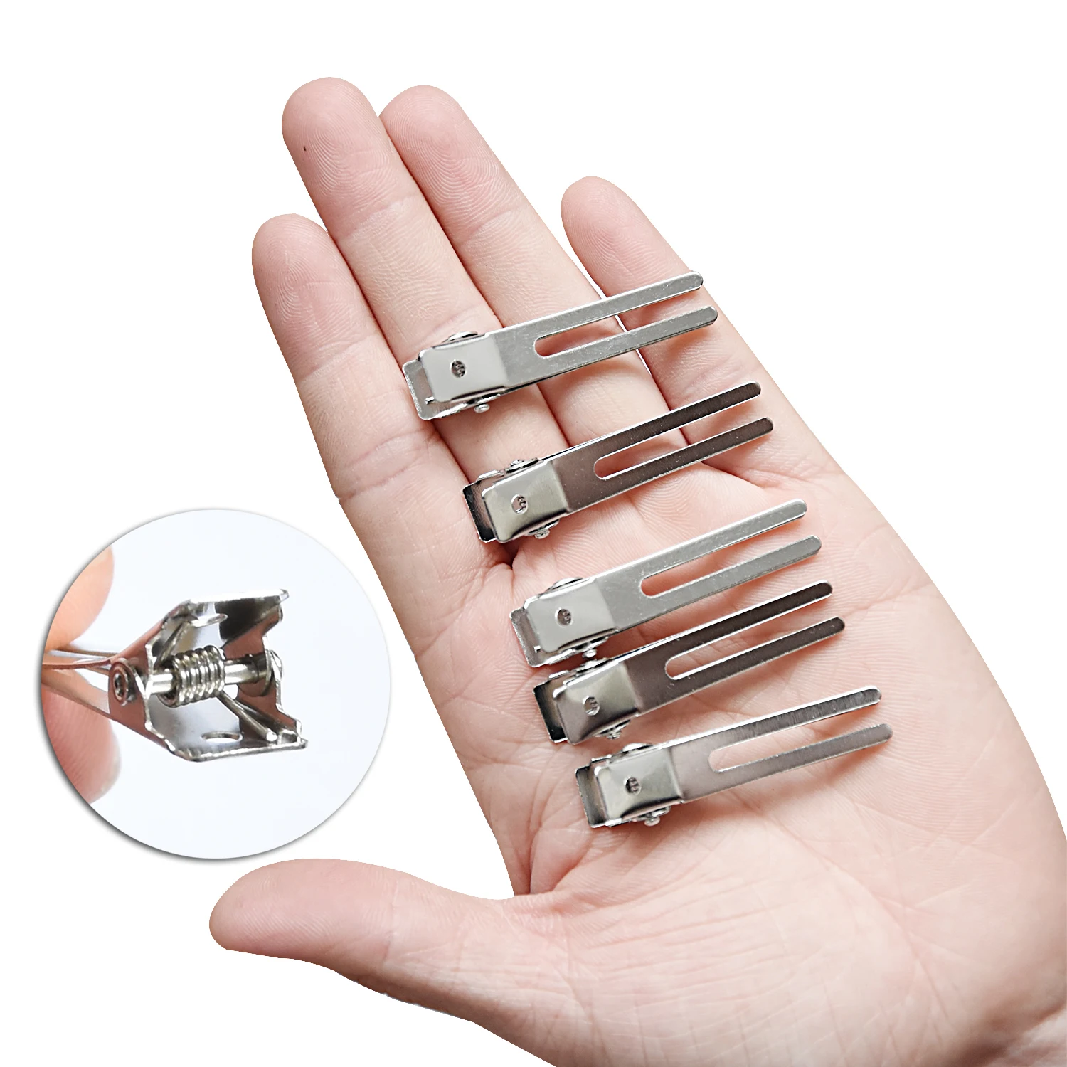 10Pcs 45mm fermagli per capelli a coccodrillo a doppio polo in metallo piatto Boutique forcine senza denti per accessori per lo Styling dei capelli fai da te