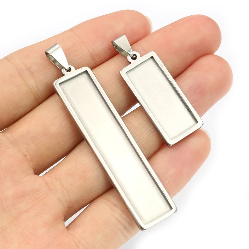 5-10pcs Rectangle Pendant Cabochon Base Blank Setting Tray for DIY Jewellery