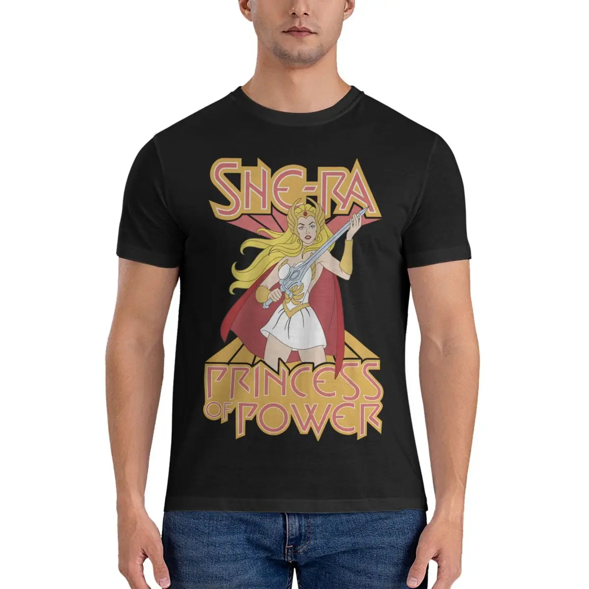 Awesome She-Ra T-Shirts for Men Crewneck Pure Cotton T Shirts Shera And The Princesses Of Power Short Sleeve Tee Shirt