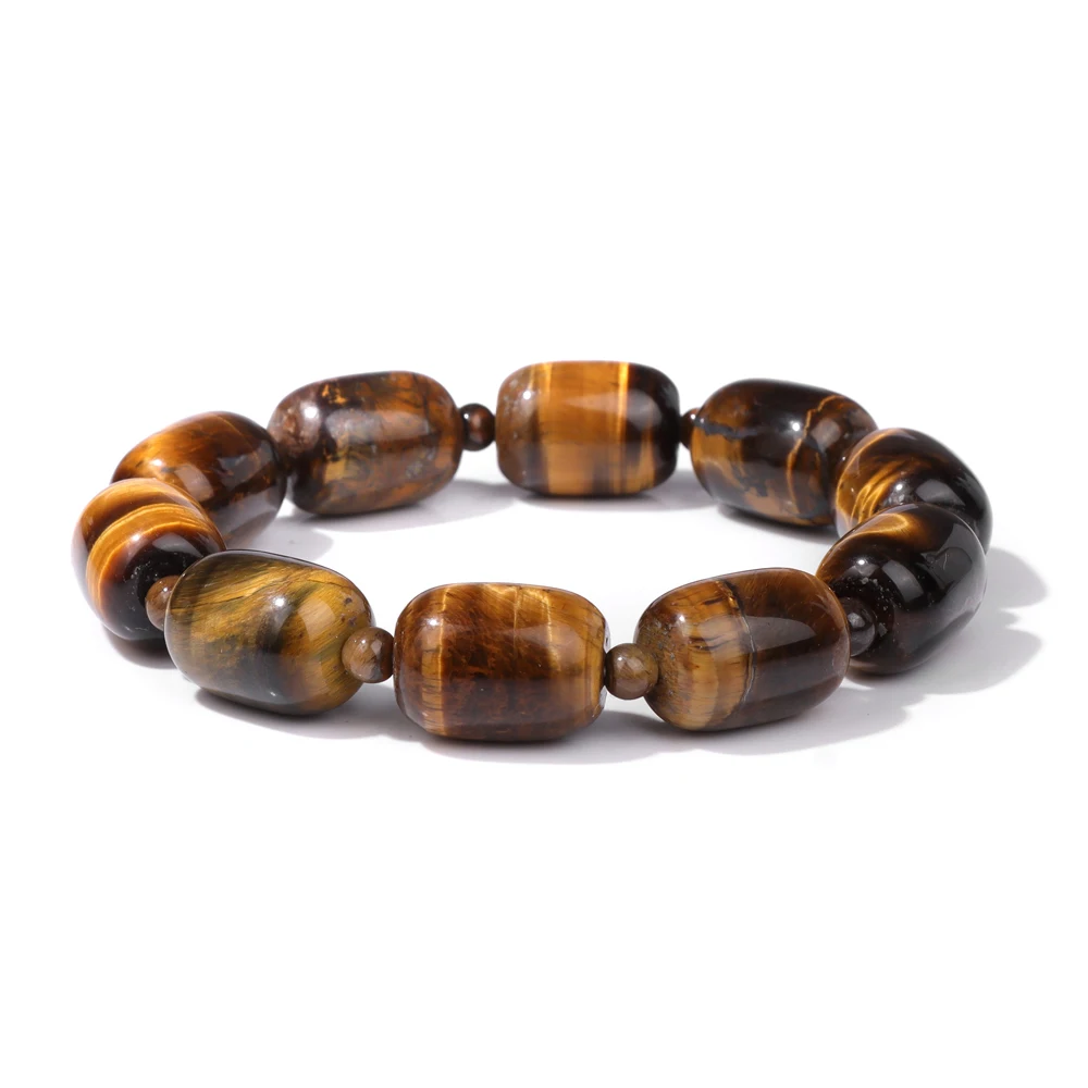 Genuine Natural Stone Tiger Eye Bracelets For Men Women High Quality Tibetan Buddha Cylinder Square Beads Bangles Prayer Jewelry