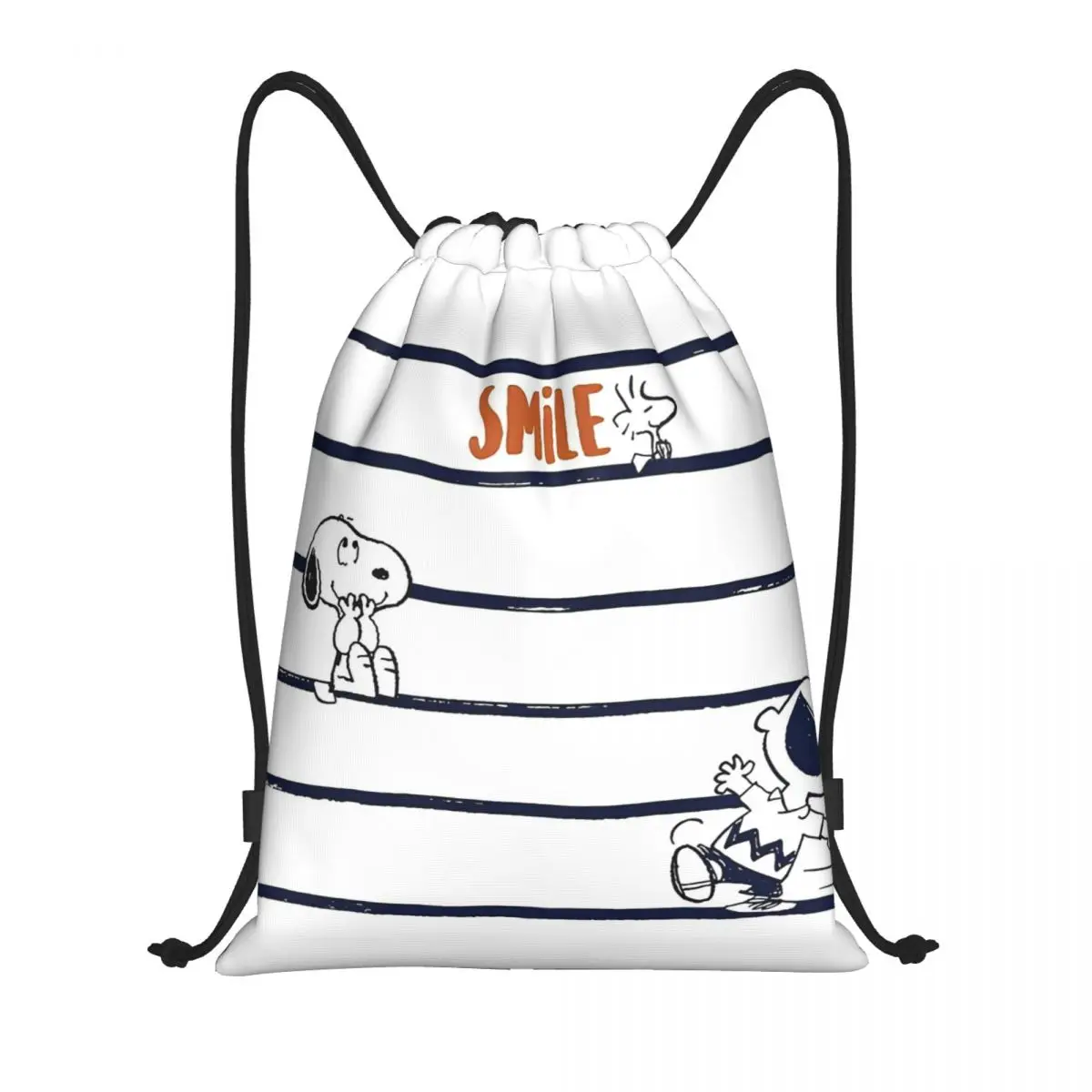 Cute Cartoon Snoopy Drawstring Backpack Sports Gym Sackpack Water Resistant String Bags for Running