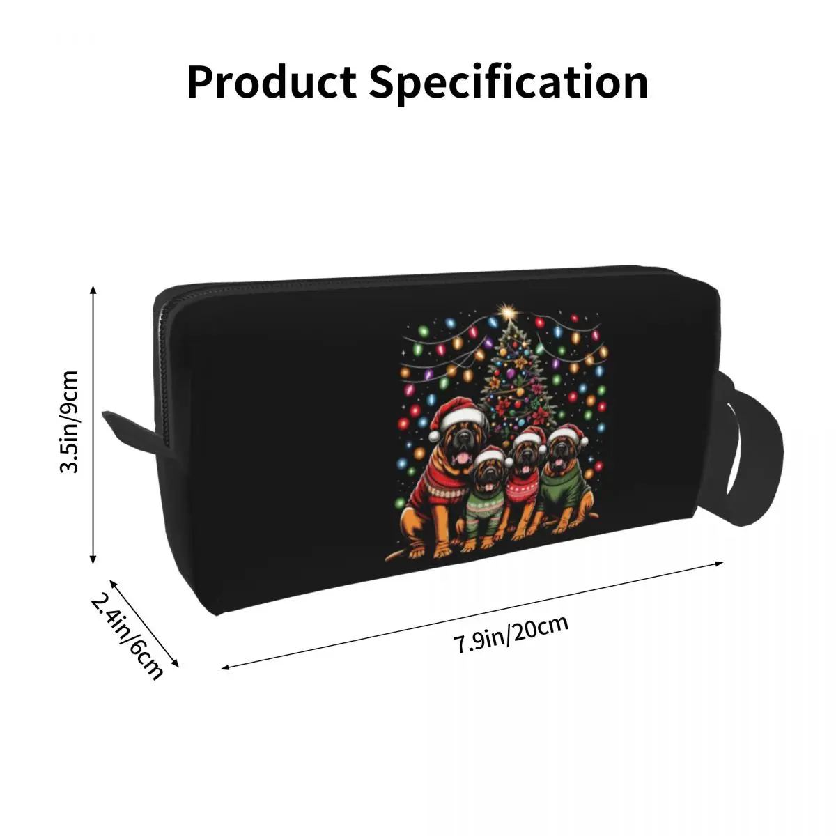 Mastiff Dog Family Light Christmas Tree Makeup Bag Cosmetic Organizer Storage Dopp Kit for Women Beauty Travel Pencil Case