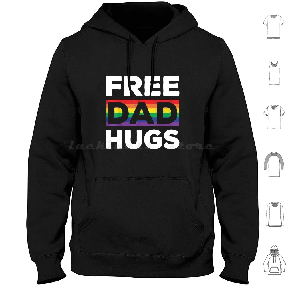 Free Dad Hugs Rainbow Pride Fathers Day ? Hoodie cotton Long Sleeve Free Hugs Free Dad Hugs Mom Hugs Pride Dad Mom Pride