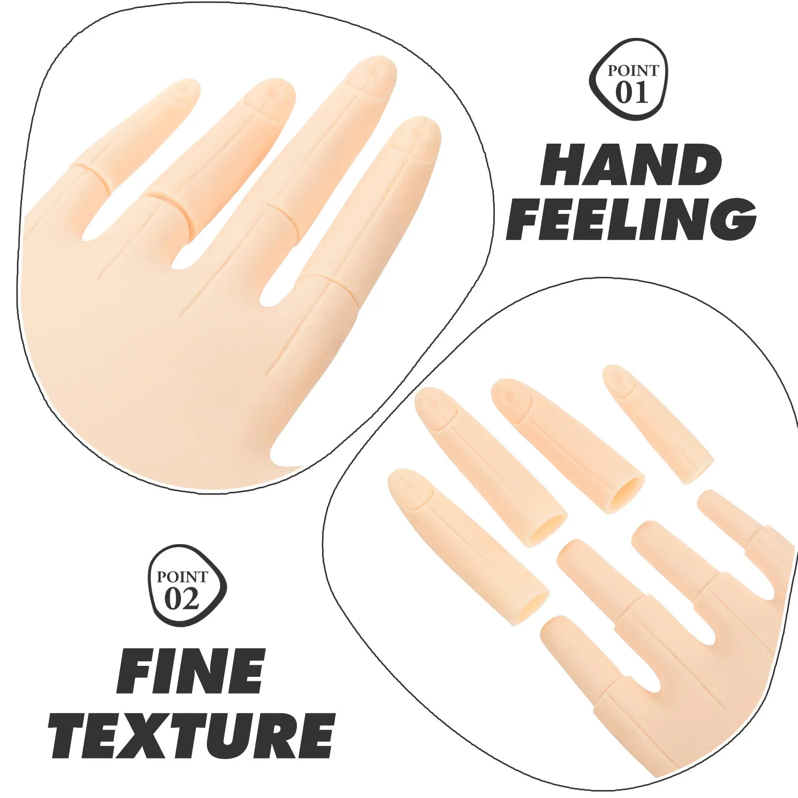 Silicone Nail Practice Hand Lifelike Realistic Texture Reusable Flexible Joint for Acrylic Nails Beginner Professional Use