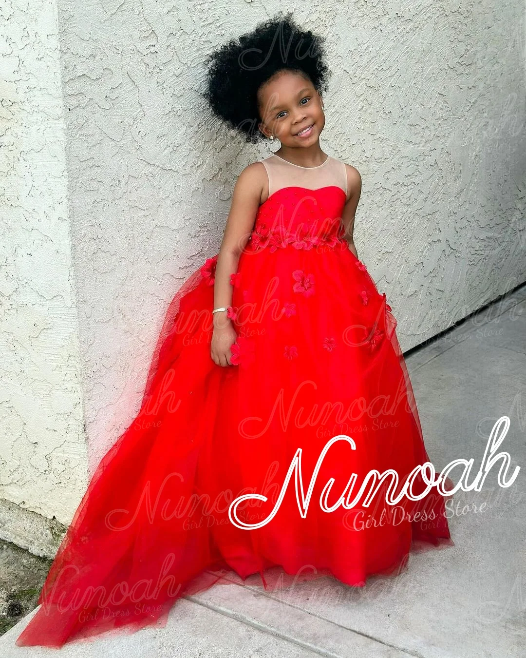 

Красное платье без рукавов для девочек на свадьбу, с кружевными аппликациями, длиной до пола, для дня рождения, первого причастия, на заказ