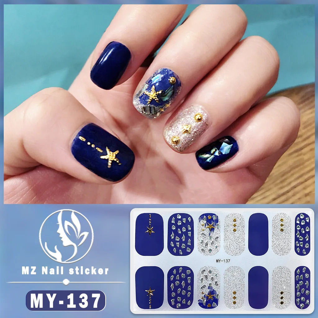 Bake free gel 3D nail sticker Full coverage nail polish film sticker Japanese and Korean waterproof diamond like nail sticker