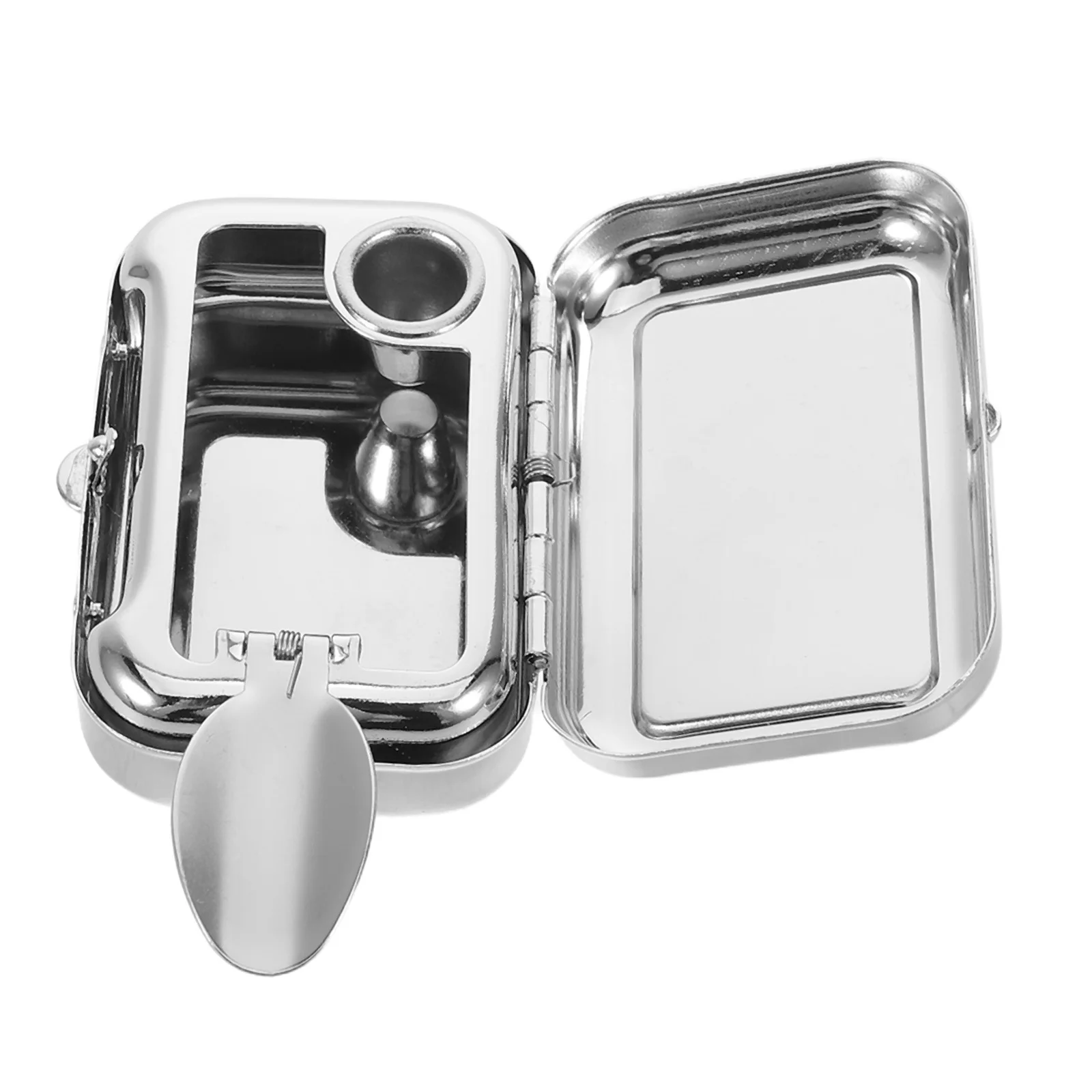

Portable Metal Ashtray Rectangular Windproof With Lid Compact Small For Camping Travel Outdoor Car Home Office Iron