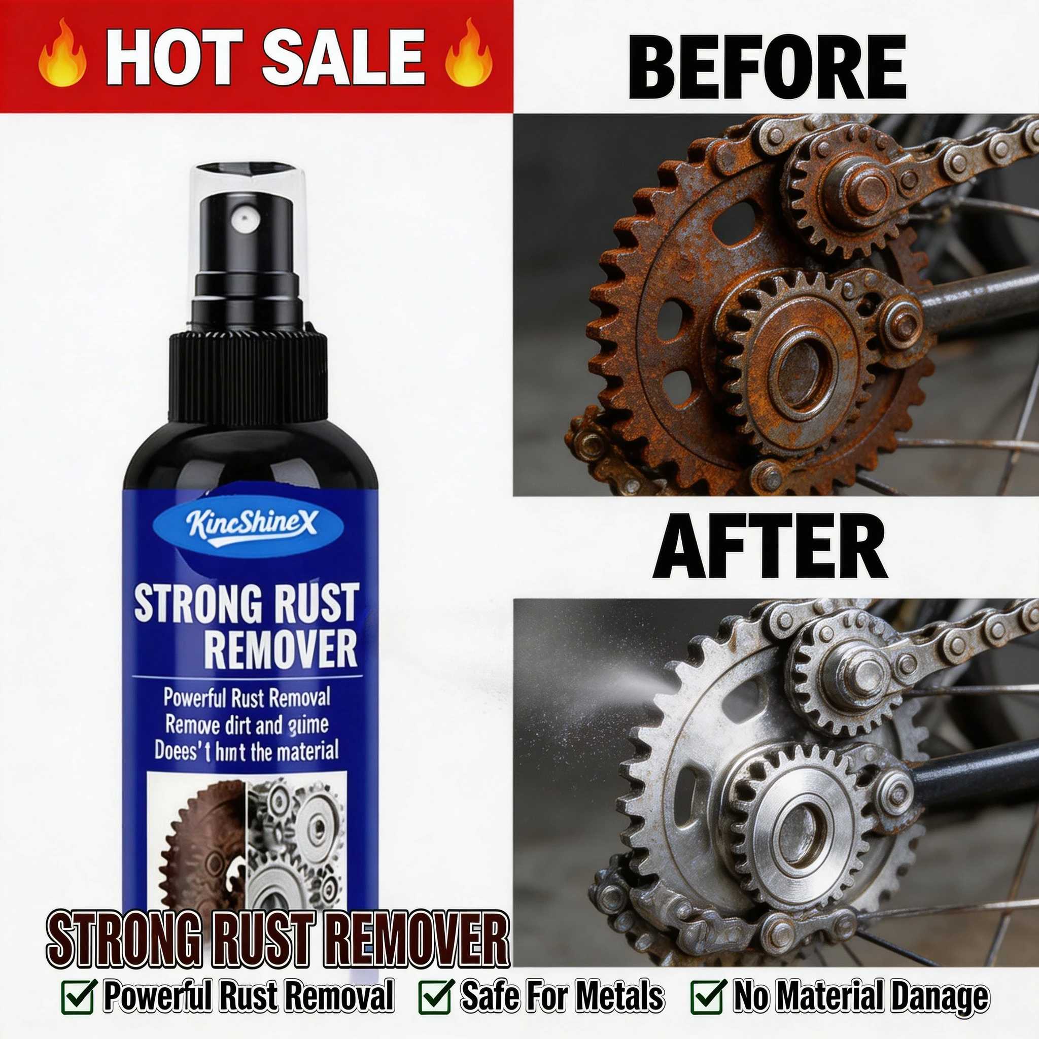 Car Rust Remover Derusting Spray Auto Exhaust Pipe Wheel Hub Care Clean Metal Iron Powder Stain Removal Agent Quick Acting