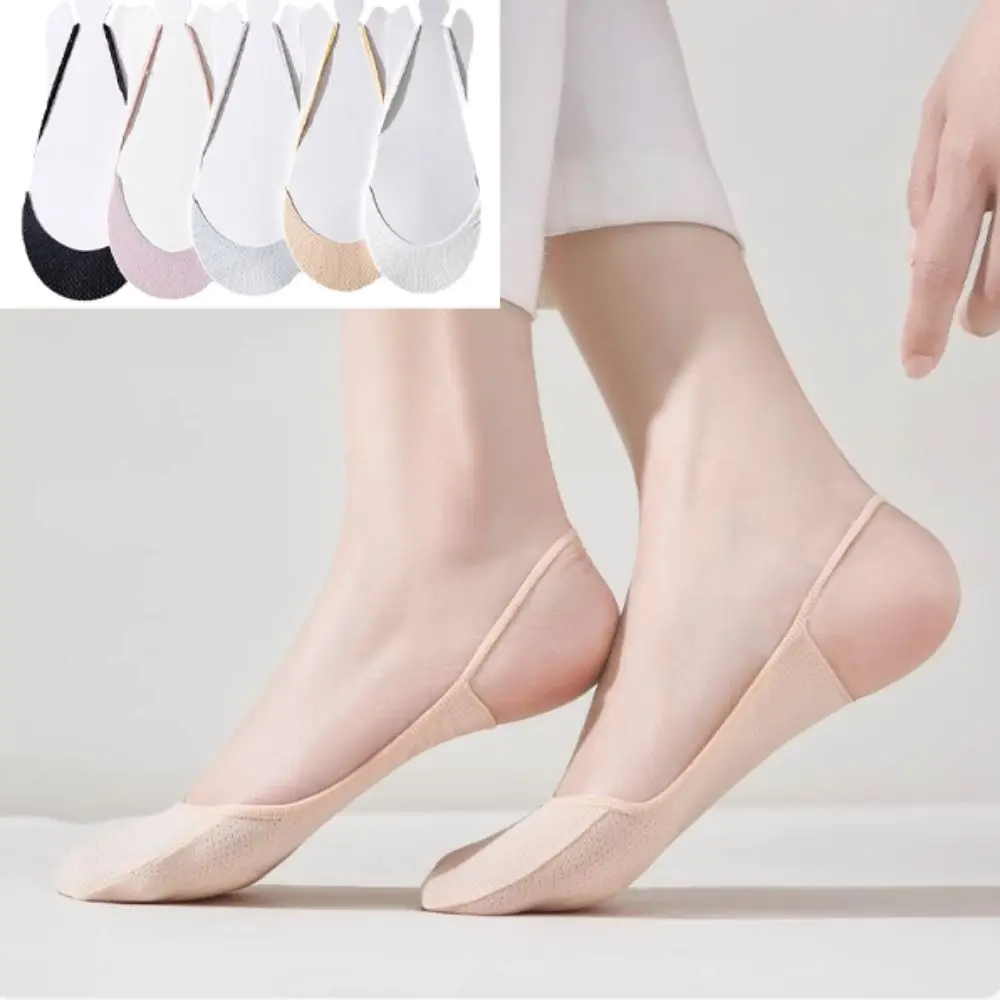 5Pairs Mode Atmungsaktive Mesh Boot Socken Anti-slip Strumpfwaren Halbe Füße Socken Unsichtbare Flacher Mund Halbe Palm socken Sommer