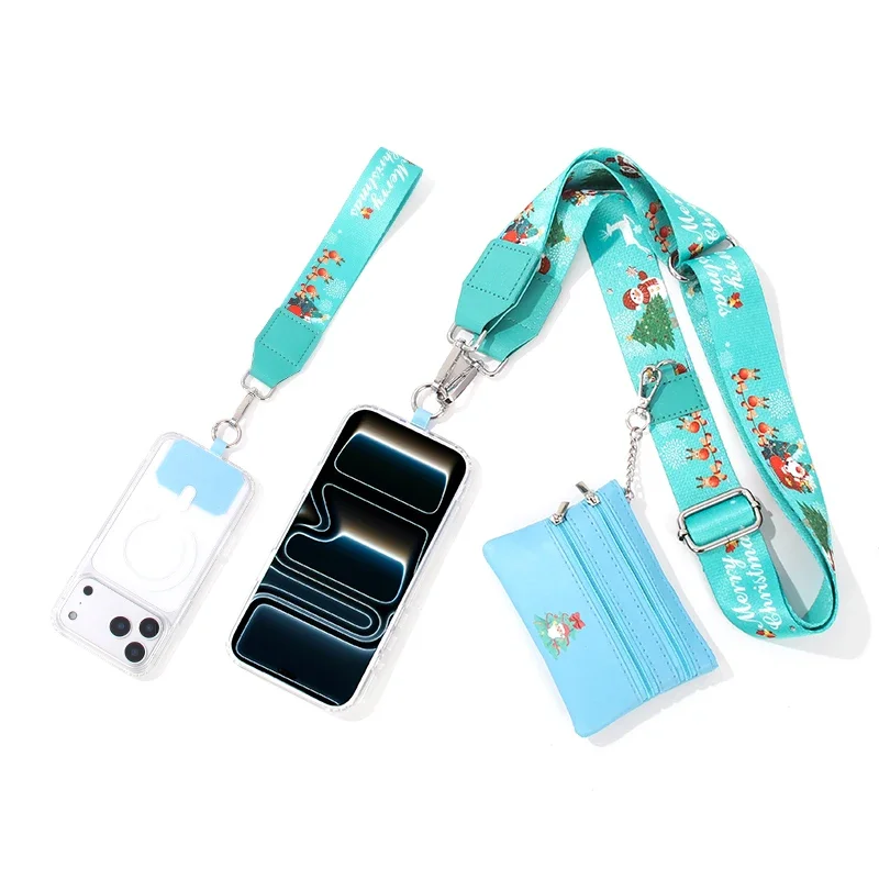 عيد الميلاد نمط 3.8 سنتيمتر واسعة الهاتف المحمول الحبل مع انغلق محفظة جلدية ، السنة الجديدة 2026 حقيبة متعددة الوظائف حزام الكتف #5