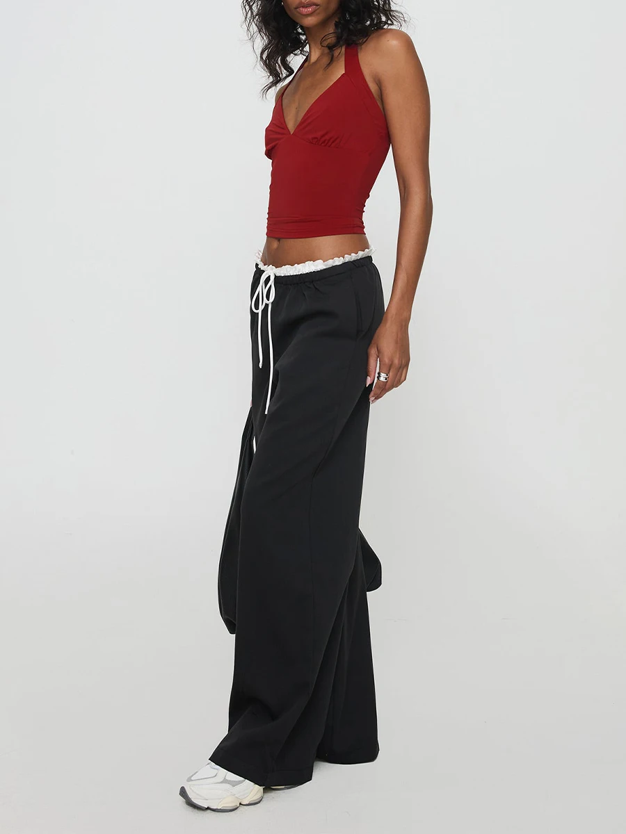 Women s High Waisted Wide Leg Palazzo Pants with Belted Waist and Side Pockets Casual Loose Fit Trousers for Work or Weekend