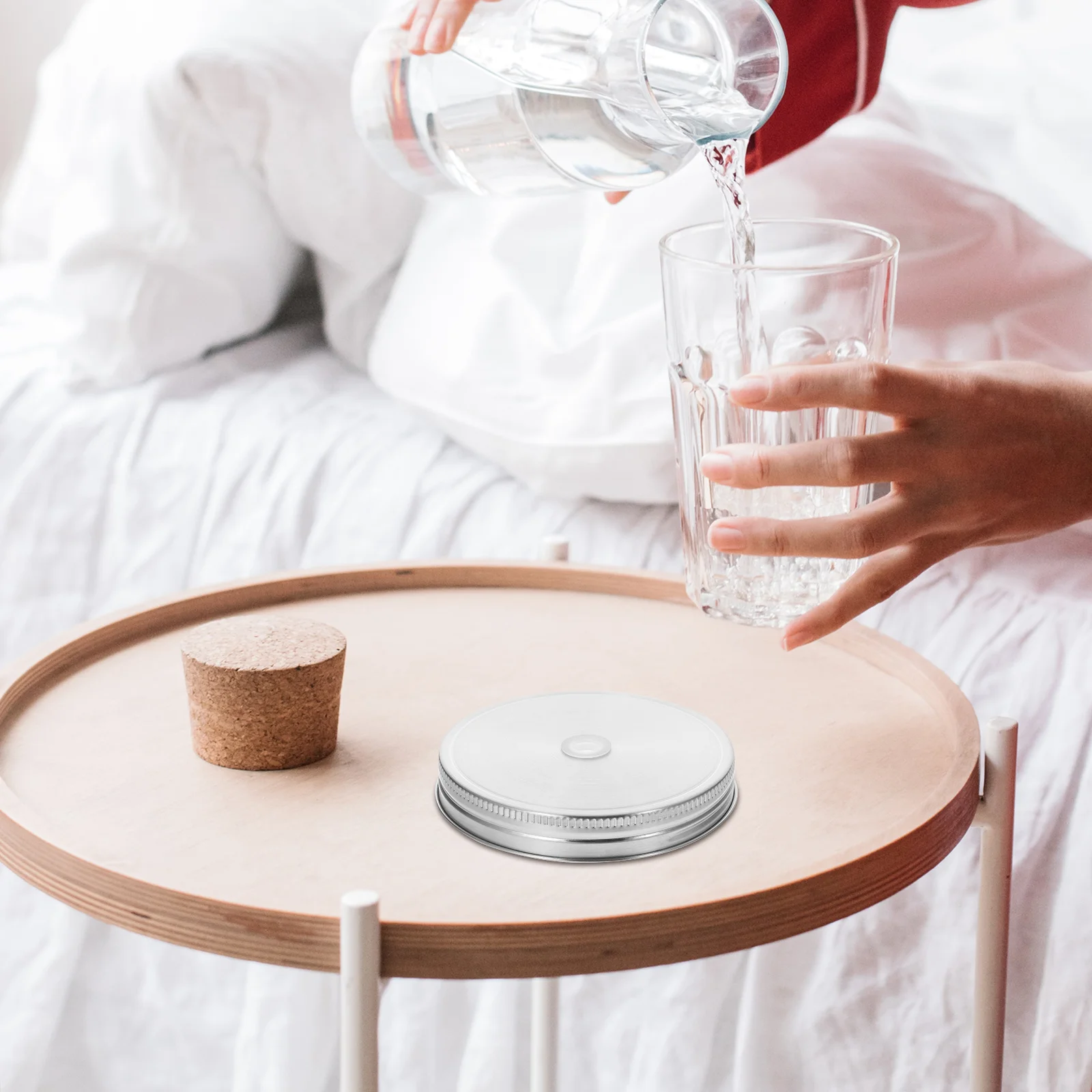 Tampa de aço inoxidável com buraco de palha, tampa hermética selada para beber chá, suco de café, tampas de armazenamento de cozinha reutilizáveis com 10 peças