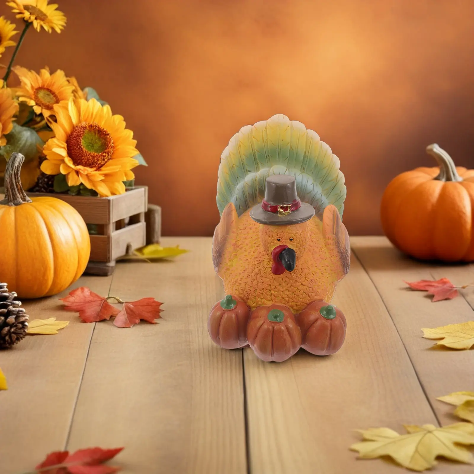 Standing Turkey Resin Statue Thanksgiving Outdoor Decor Garden Lawn Patio Tabletop Fall Harvest Autumn Decoration Thanksgiving