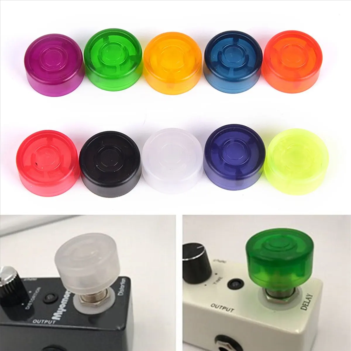 

TUREBG 80Pcs Colorful Guitar Effect Pedal Footswitch Topper Foot Nail Cap Protection Cap for Guitar Effect Pedal Protection Cap