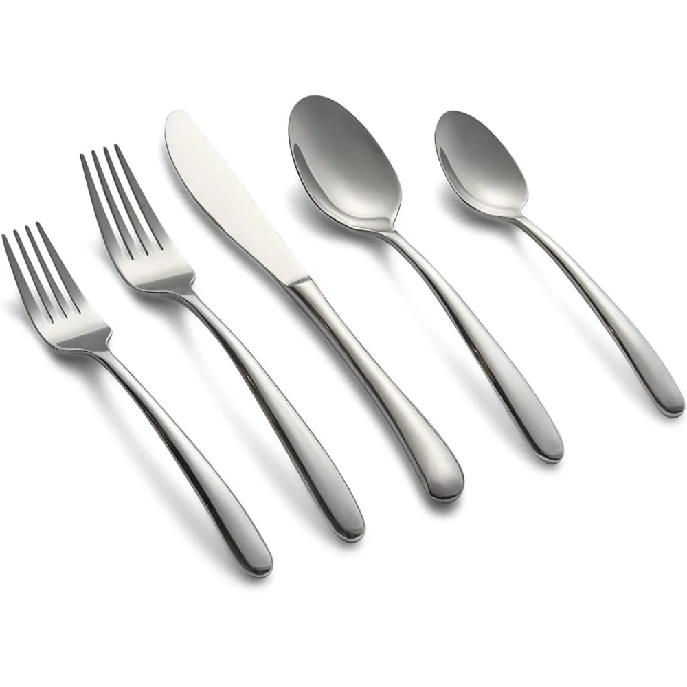 

Cambridge Silversmiths Jude Mirror 45 Piece Flatware Set, Service for Eight, silver