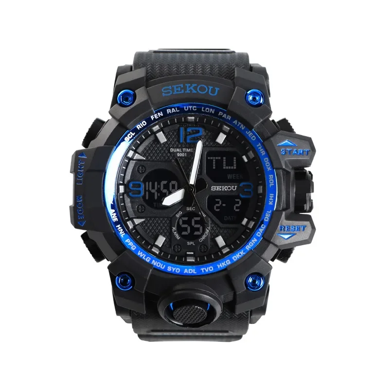 

square Electronic watch man youth motion Versatile leisure time business affairs Hollow out waterproof digital watch