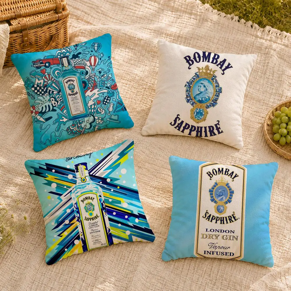 gin blue gin cocktail Cushion Cover Soft Short Plush Throw Pillow Cover Washable Skin Friendly Sofa Living Room Decor