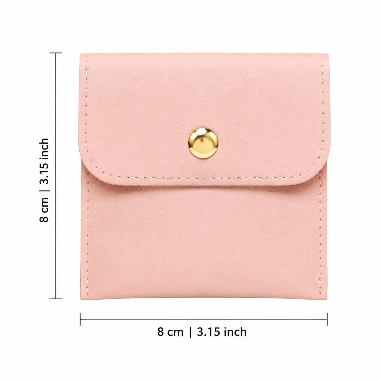 5/10/15PCS 8x8cm PU Leather Jewelry Pouch Snap Button Storage Bag for Ring Earring Bracelet Gift Travel Organizer GYH
