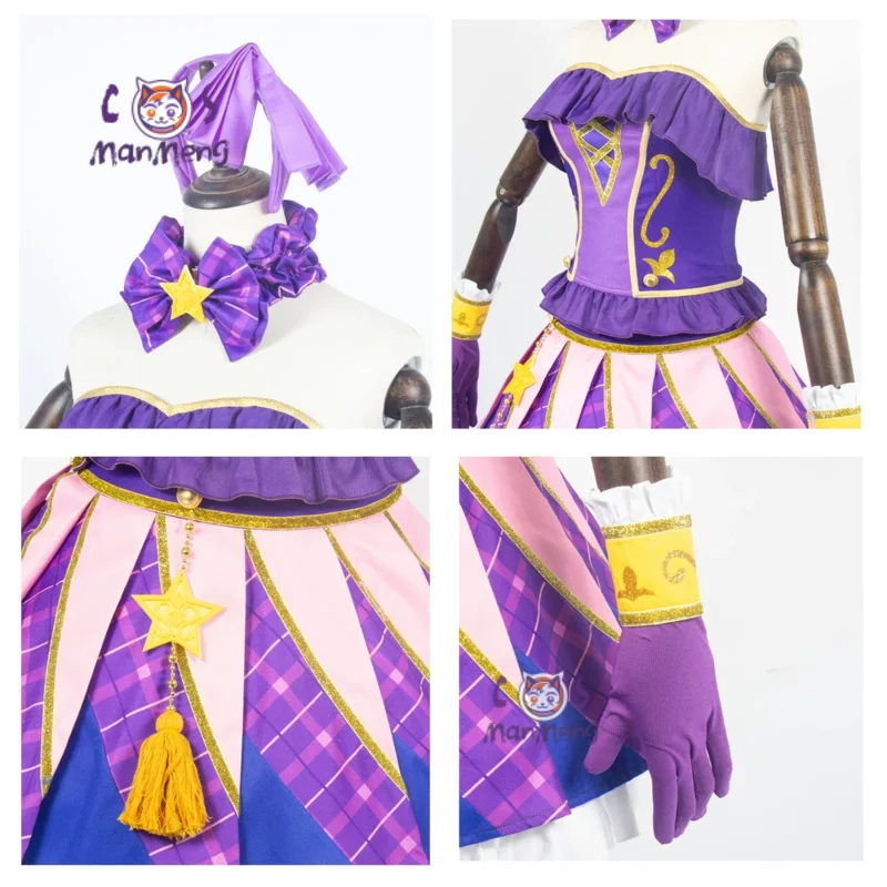 

Shirakaba Risa Anime Aikatsu Friends! Cosplay Costume Women sweet dress necklaces props socks glove Halloween Lolita uniform