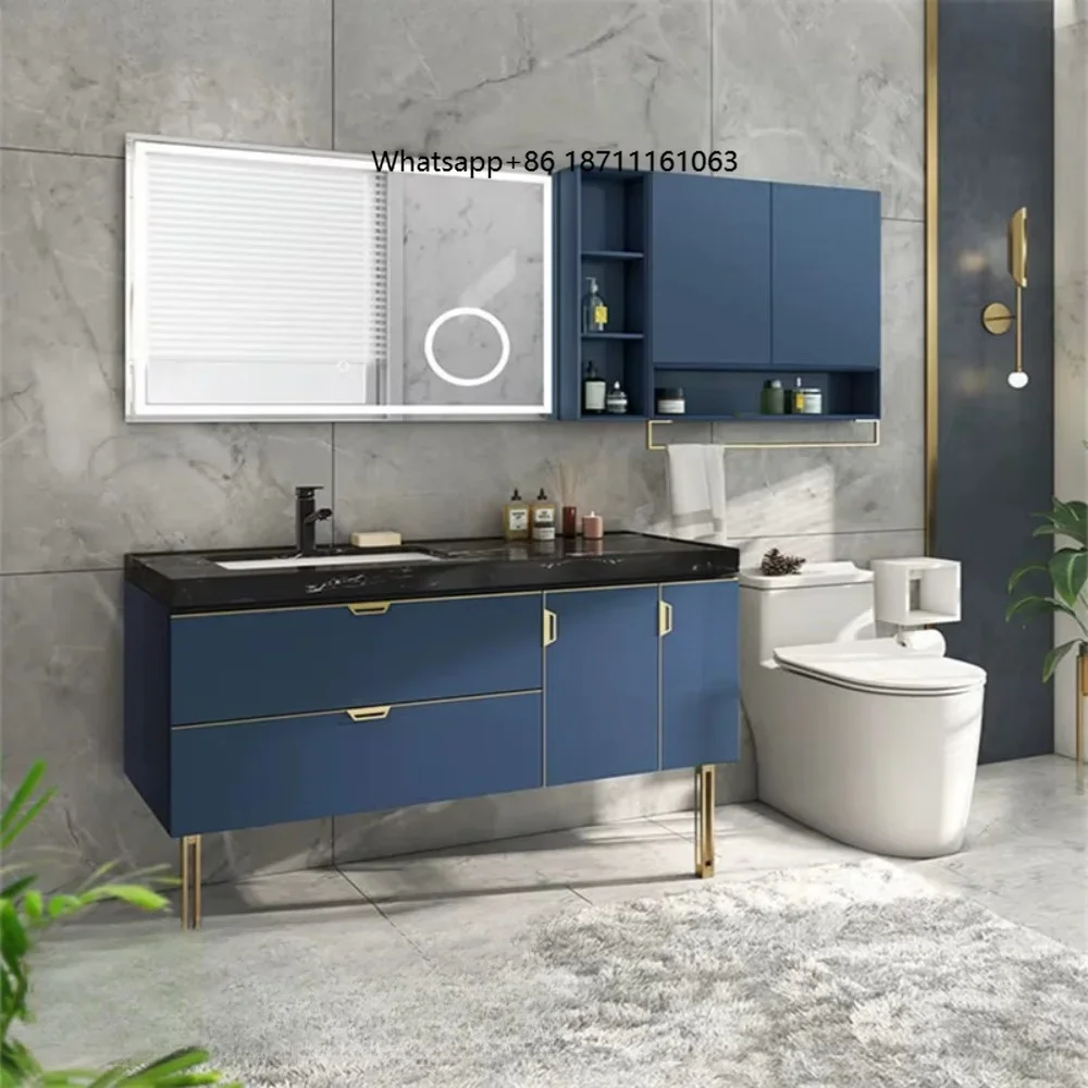 Group Manufacturer Modern Water Resistant Wall Mounted Solid Wood Bathroom Cabinet with Soft-Closing Drawer Custom Vanity