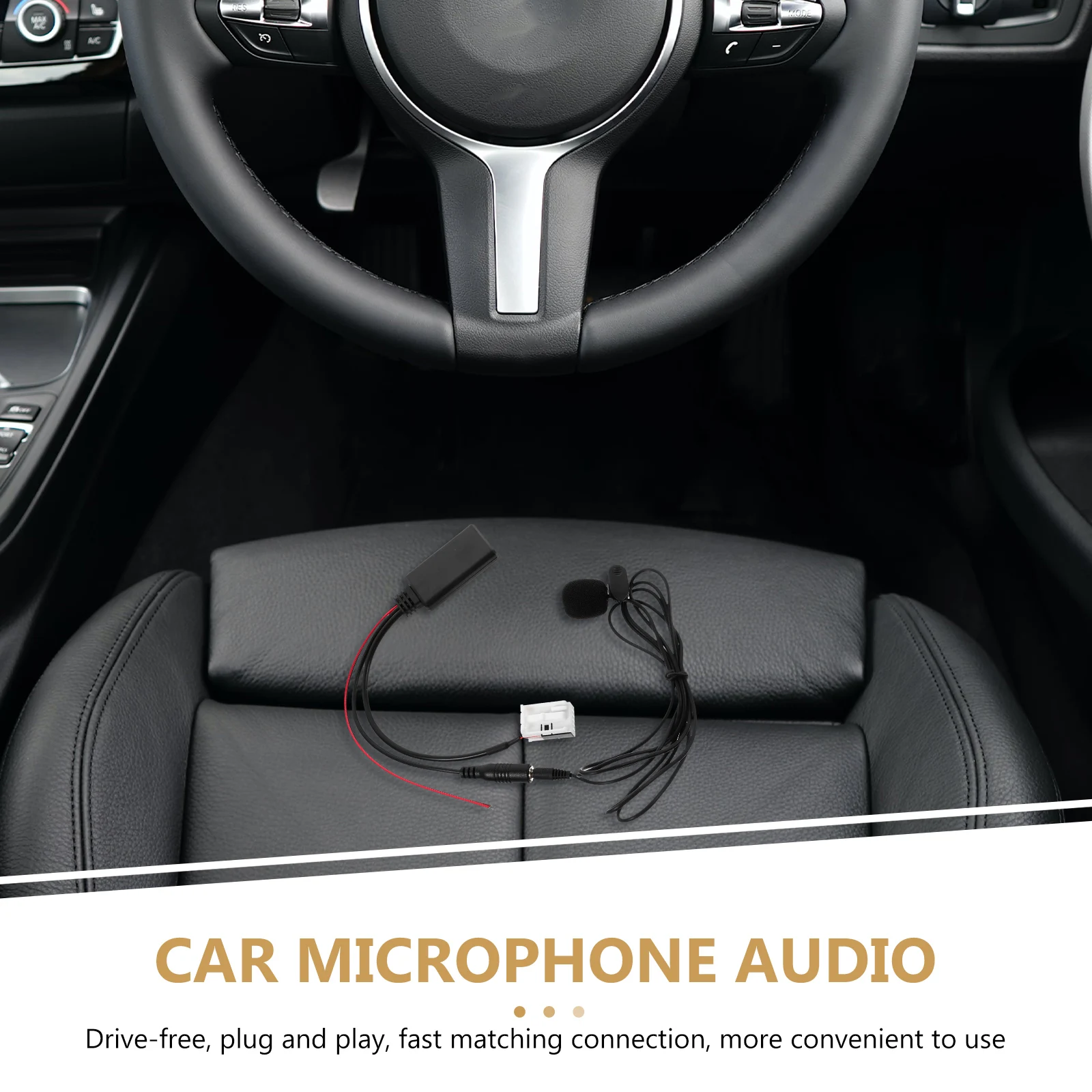 

Microphone Car Audio Hands-Free Voice Control Plug Play Adapter Durable ABS Material Sleek Design Microphone for ABS