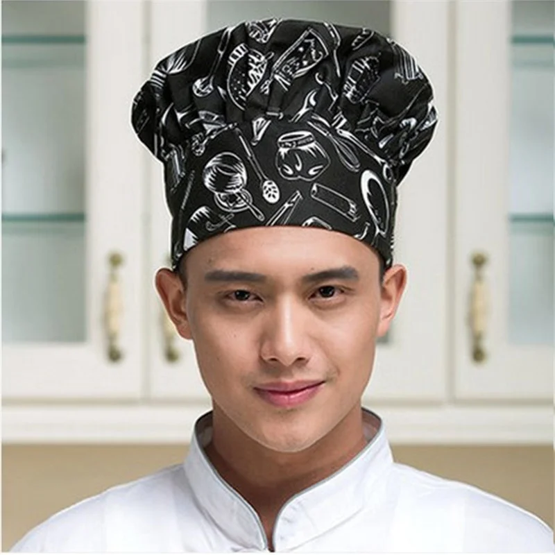 8Color Chef Hat for Men Kitchen Hotel Supplies Working Pleated Mushroom Cap Adjustable Chefs Uniform Hat Kitchen Tools