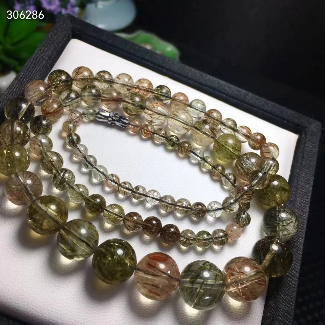 

Natural Black Gold Copper Super Seven 7 Rutilated Quartz Pendant Necklace 5-13mm Clear Round Beads Women Men Rutilated AAAAAA