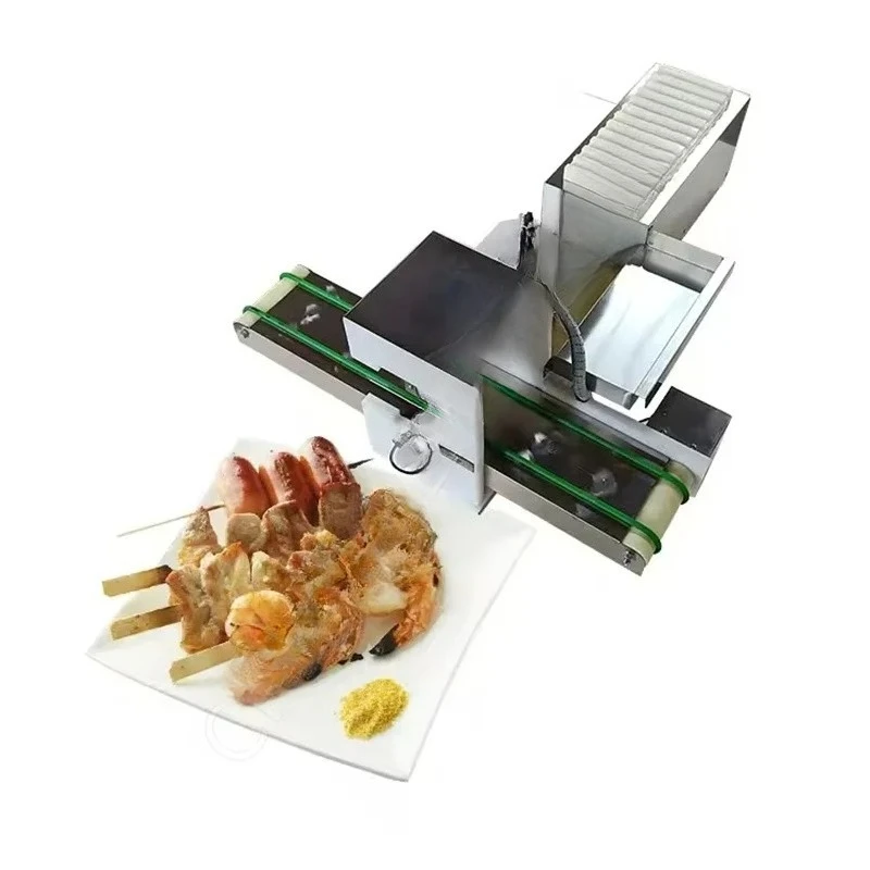 #￥Automatic BBQ Meat Skewer Maker Multi-Functional Commercial Lamb Skewers String Machine Wear-Resistant Food Grade Materials